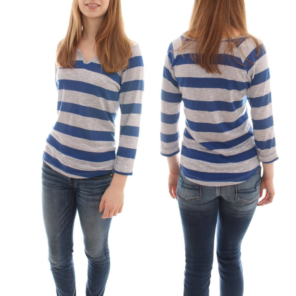 NWT Derek Heart Juniors Striped Long Sleeve T-Shirt Tissue Weight Stretch LARGE